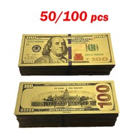 20/50/100pcs America 24k Gold Foil Banknote 100 Dollars Golden USD Paper Money Banknotes Crafts for Collection