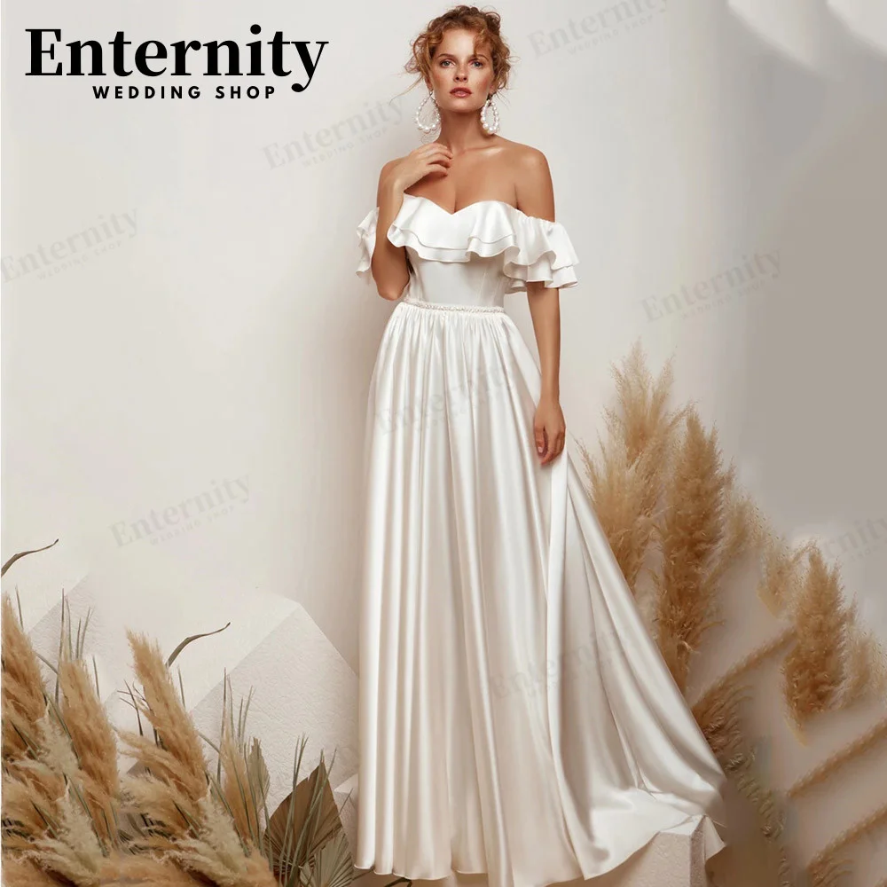 Customized Ruffle Off The Shoulder Wedding Dress Vintage A Line Beads 2024 Plus Size Lace Up Backless Bridal Gown Custom Made