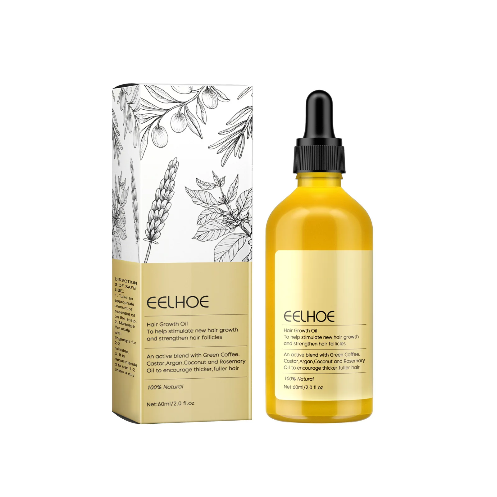 EELHOE Rosemary Original Hair Oil Scalp Treatment Anti Frizz Repair Damaged Hair Nourishing Oil Smooth Hair Straightening Serum