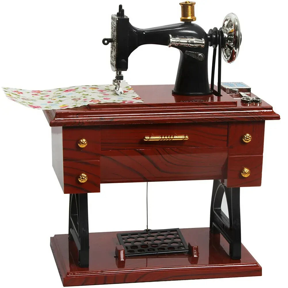 

Premium Sewing Machine Music Box Vintage Music Box Mini Sewing Machine Style Mechanical Table Decor Sewing Machine Style