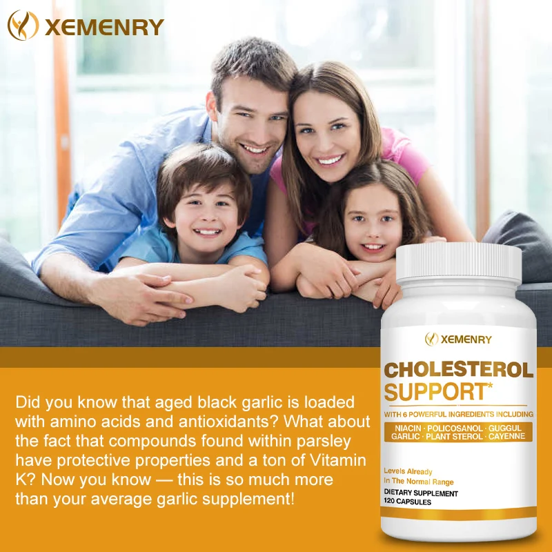 Cholesterol Supplements - Improves Blood Circulation, Supports Blood Pressure and Heart Health - 120 Capsules