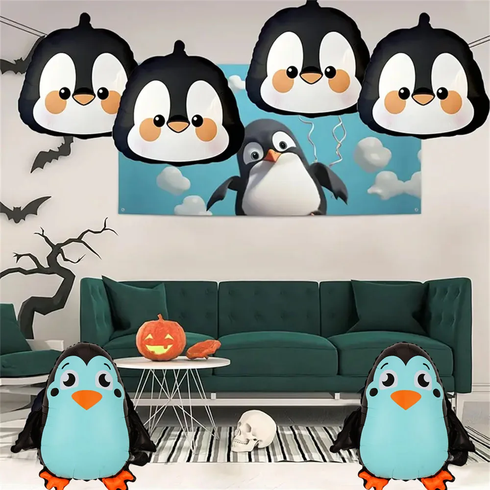 5pcs Penguin Aluminum Film Balloon Set, suitable for decorating winter parties, birthdays, various scene decorations, etc