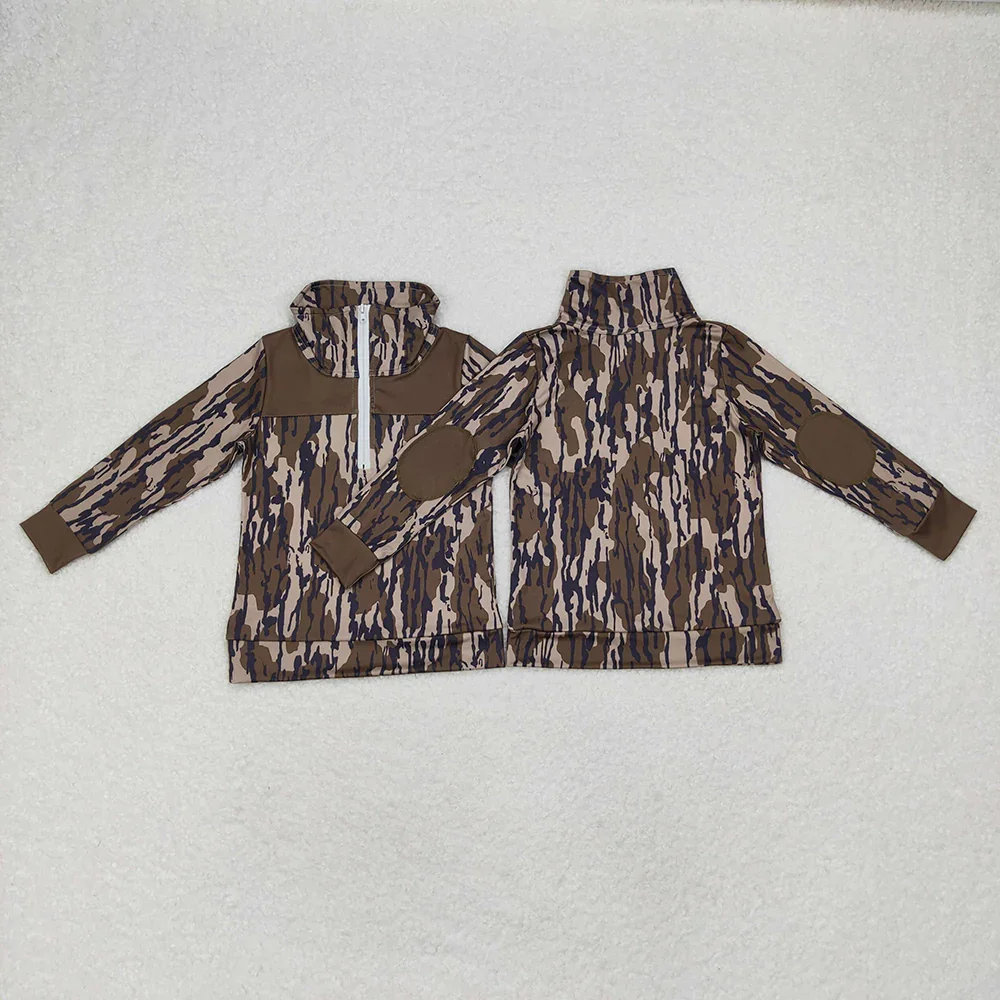 Chemise à manches longues CamSolomon pour enfants, pulls zippés, saison de la chasse, bébé, garçons, match, mode, boutique en gros, nouveau