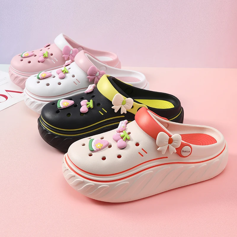 fashion Cratoon Charms Clogs Shoes Outdoor Women Slippers Thick Sole High Quality Summer Sandals For Girls