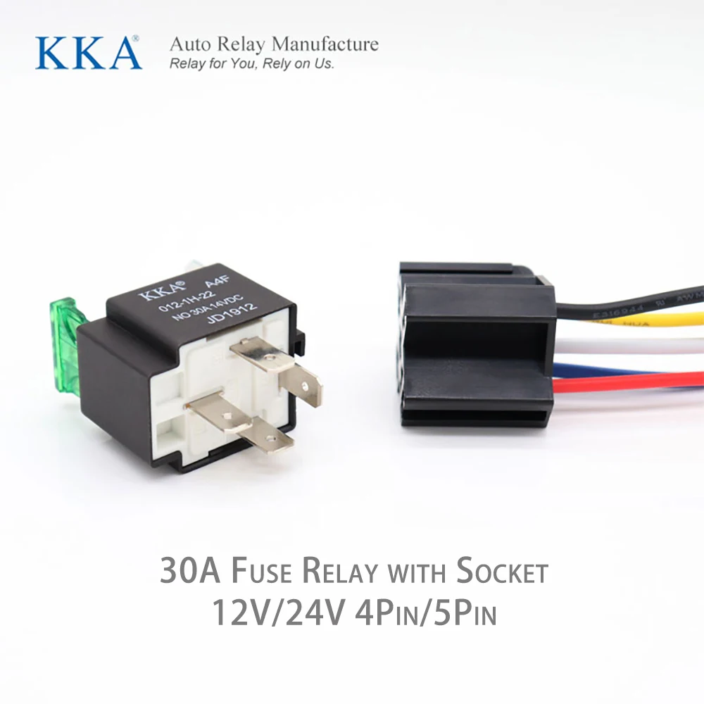 [5PCS/PACK] 30A Automotive Relay with Fuse 12V/24V 4pin/5pin, 40A Auto Relay, 80A Car Relay for Car Motor Boat Auto Vehicle