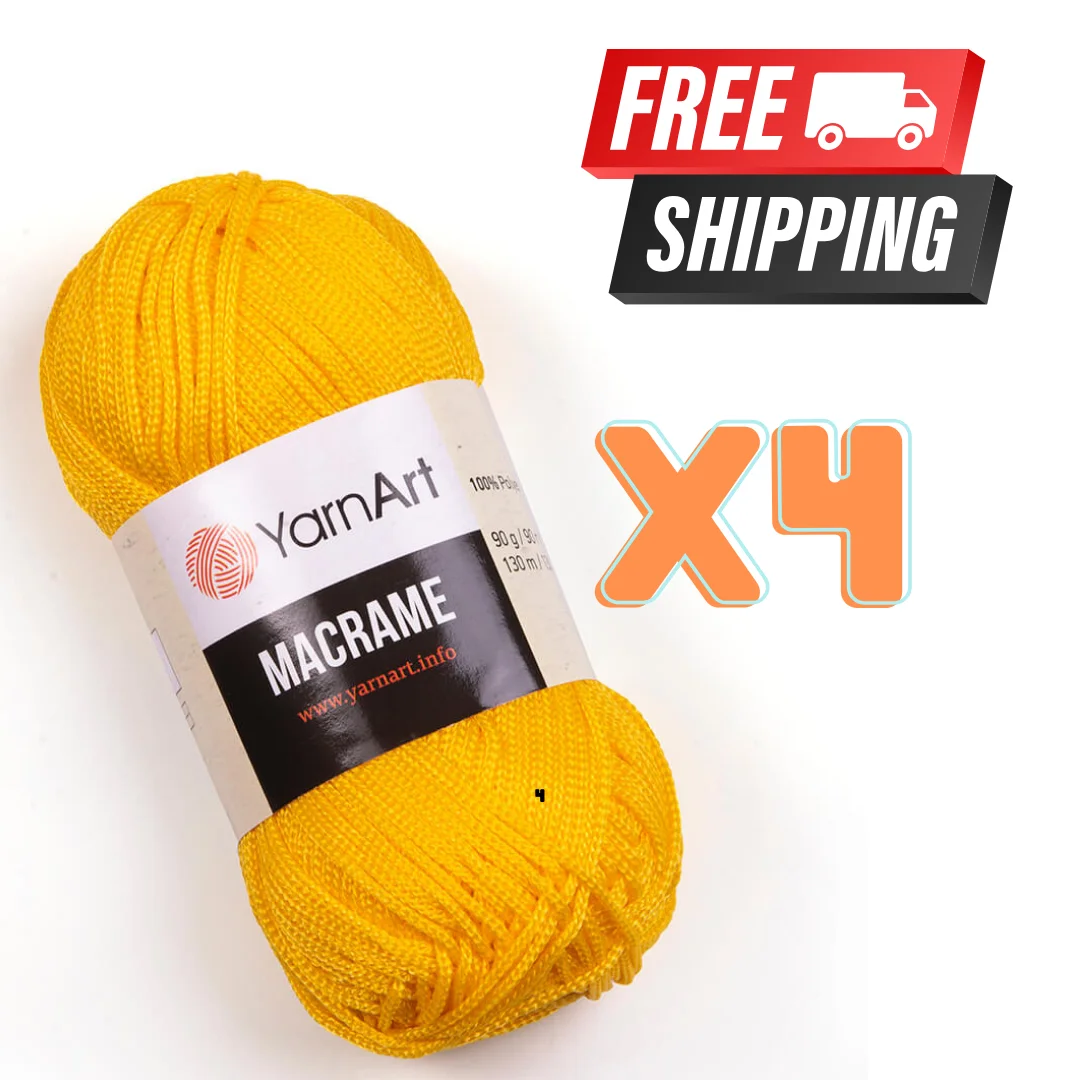 Yarnart Macrame Yarn 1 Pack-4 Pcs Free Shipping 100% Polyester 4mm / 90g / 130m Amigrumi Hand Craft Doll Alize Himalaya