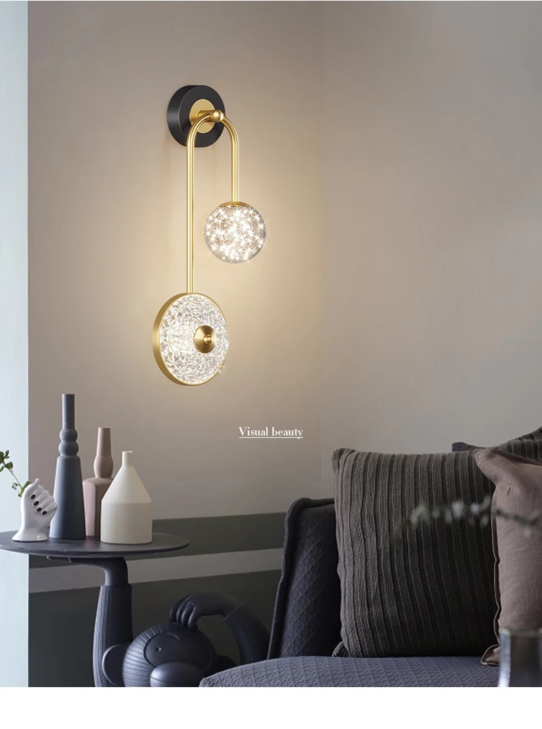 Lámpara de mesita de noche moderna para decoración de pared, candelabro con interruptor de perilla, luz LED de atenuación para el hogar