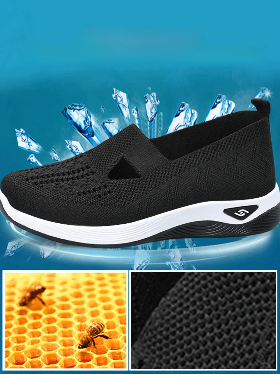 Obuwie damskie Oddychające trampki w jednolitym kolorze, codzienne tenisówki damskie letnie trampki, niskie dzianinowe buty codzienne Buty dla mamy — zdjęcie 2