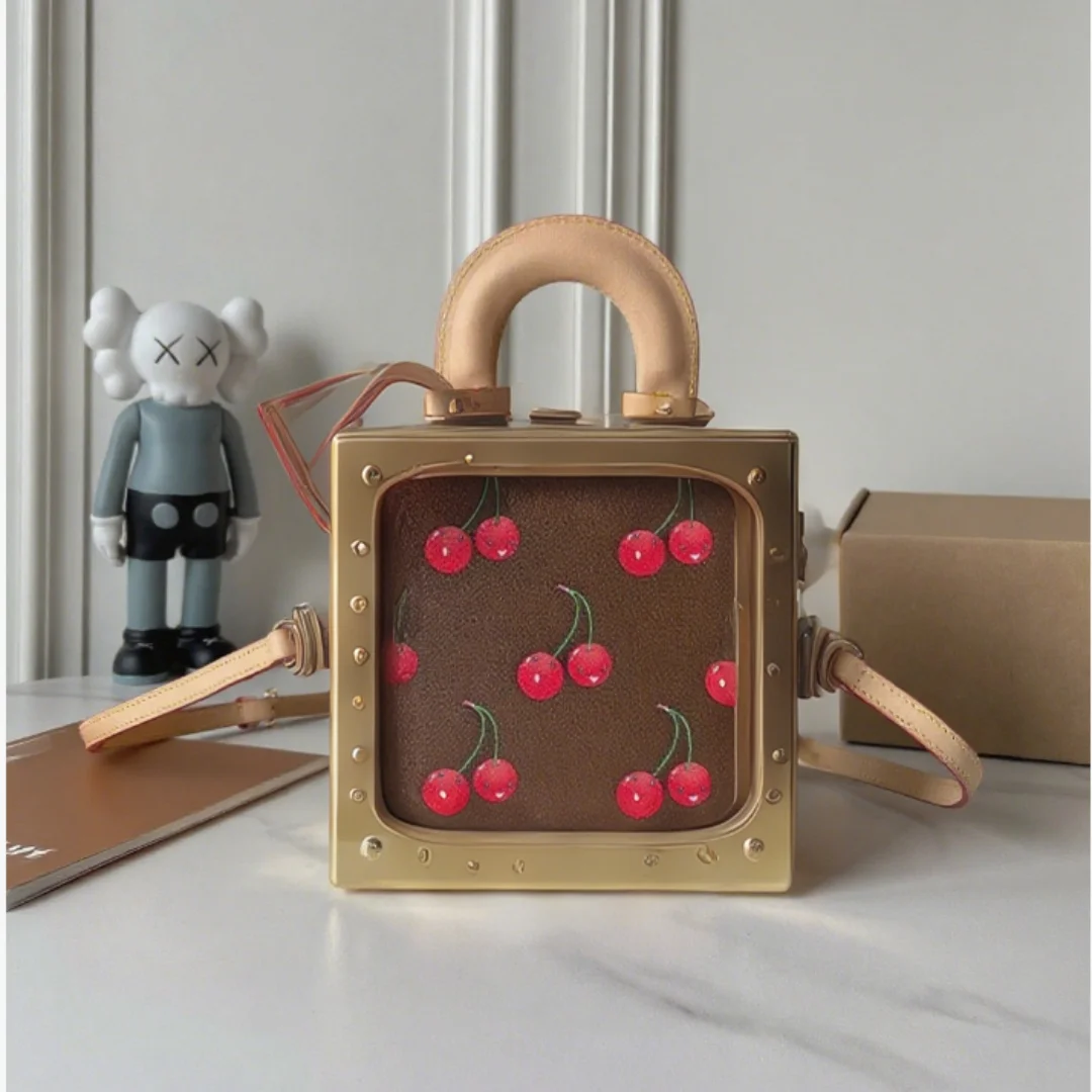

New Women's Bag Mini Square Cherry Series Fashion Portable High Quality 2025 Female Bag 17*17*8