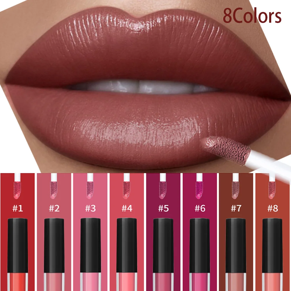 Waterproof Liquid Lipstick 8 Color Vitamin E Makeup Sets Lip Glosses Lip Plumpers Lip Cream Valentine's Day Gifts