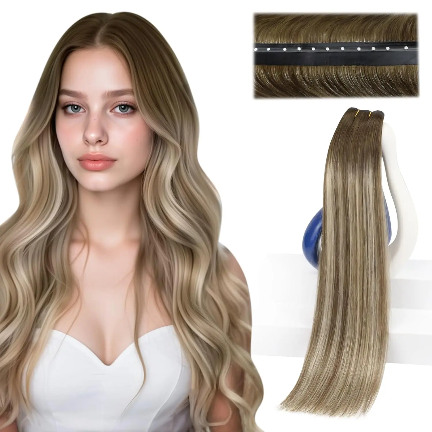 VeSunny فراشة وصلات شعر شعر بشري حقيقي Balayage عبقرية لحمة وصلات شعر غير مرئية مستقيم مايكرو حبة شعر ريمي #1