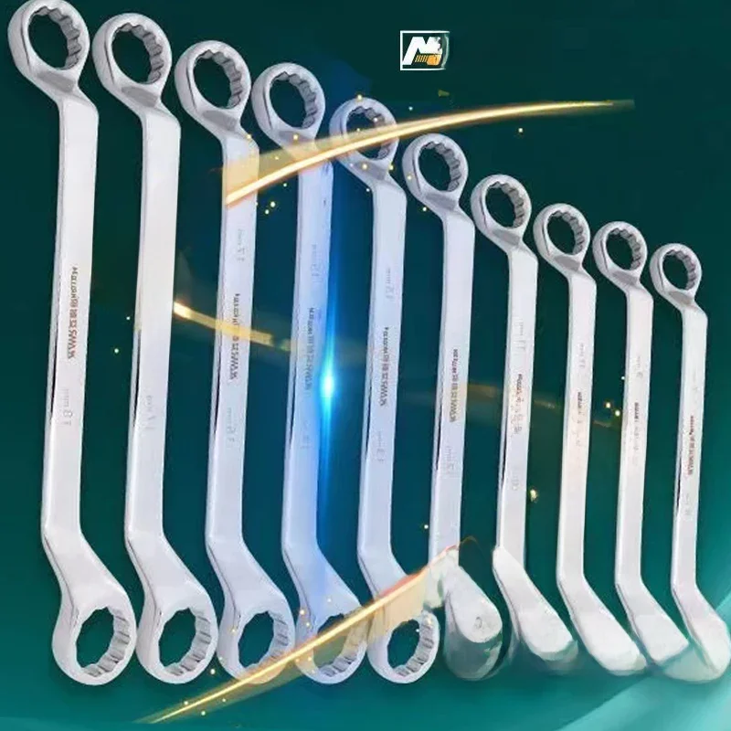 Clé d'extrémité de boîte à Double extrémité, clé à anneau décalé en acier au Chrome Vanadium, outil manuel de réparation d'atelier de Garage métrique 6-36mm