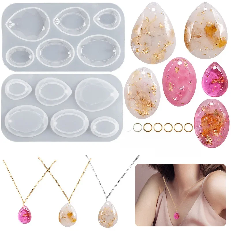 Cabochon klejnot biżuteria formy silikonowe owalna łezka do rzemiosła żywica epoksydowa wisiorek kolczyki Making odlewanie DIY Craft formy — zdjęcie 2