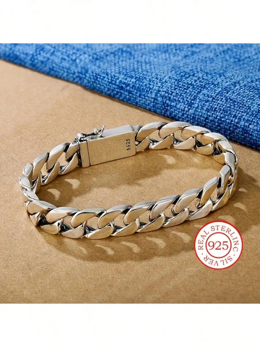 Pulsera unisex de plata de ley: cadena de eslabones cubanos vintage, joyería hipoalergénica para hombres y mujeres, idea de regalo definitiva