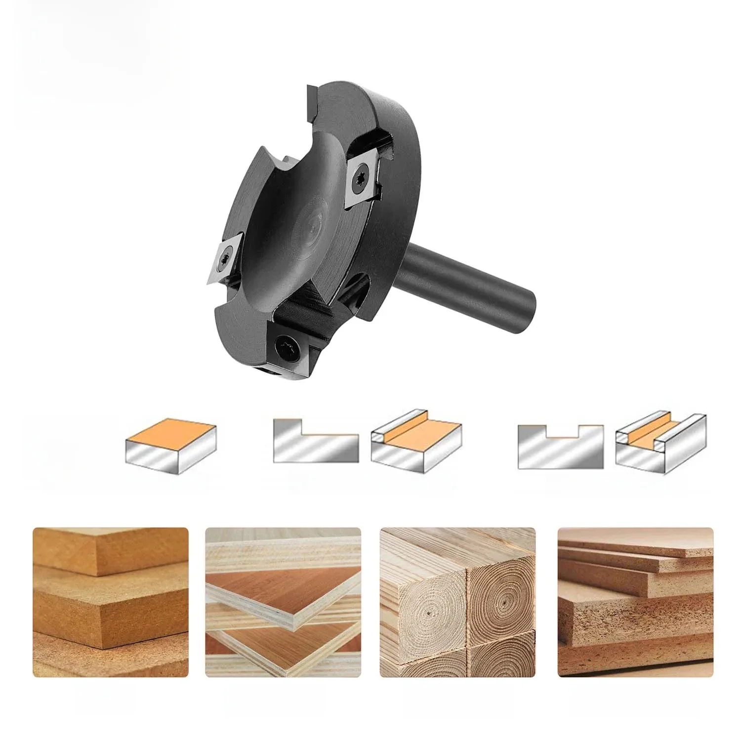 Dreanique 2-Flute Wood Planer Bit 75mm Cutting Diameter 12 Shank Spoilboard Surfacing Tambour Router Bit Insert Carbide Slab