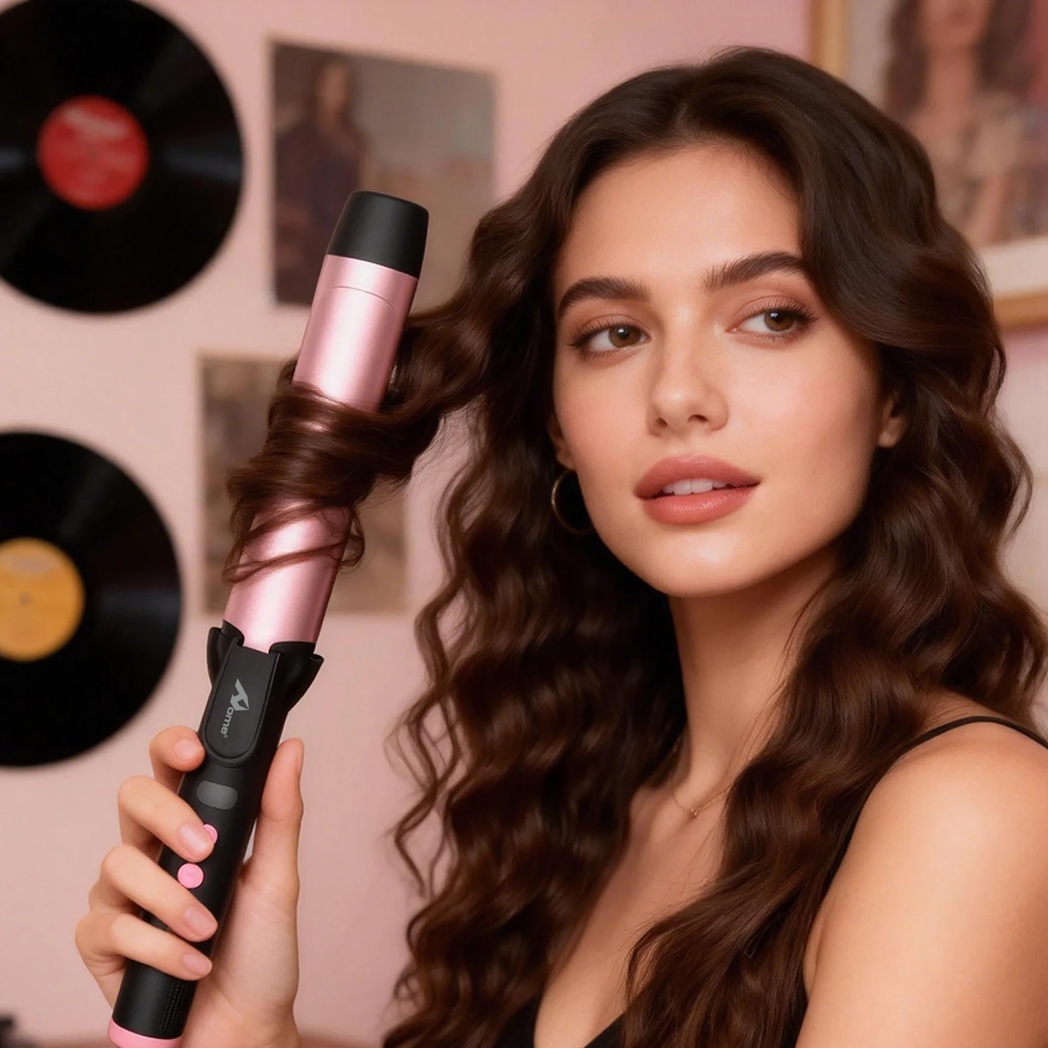 Rizador de Pelo 58W con Iones Negativos, Ondas Naturales, Calentamiento Rápido