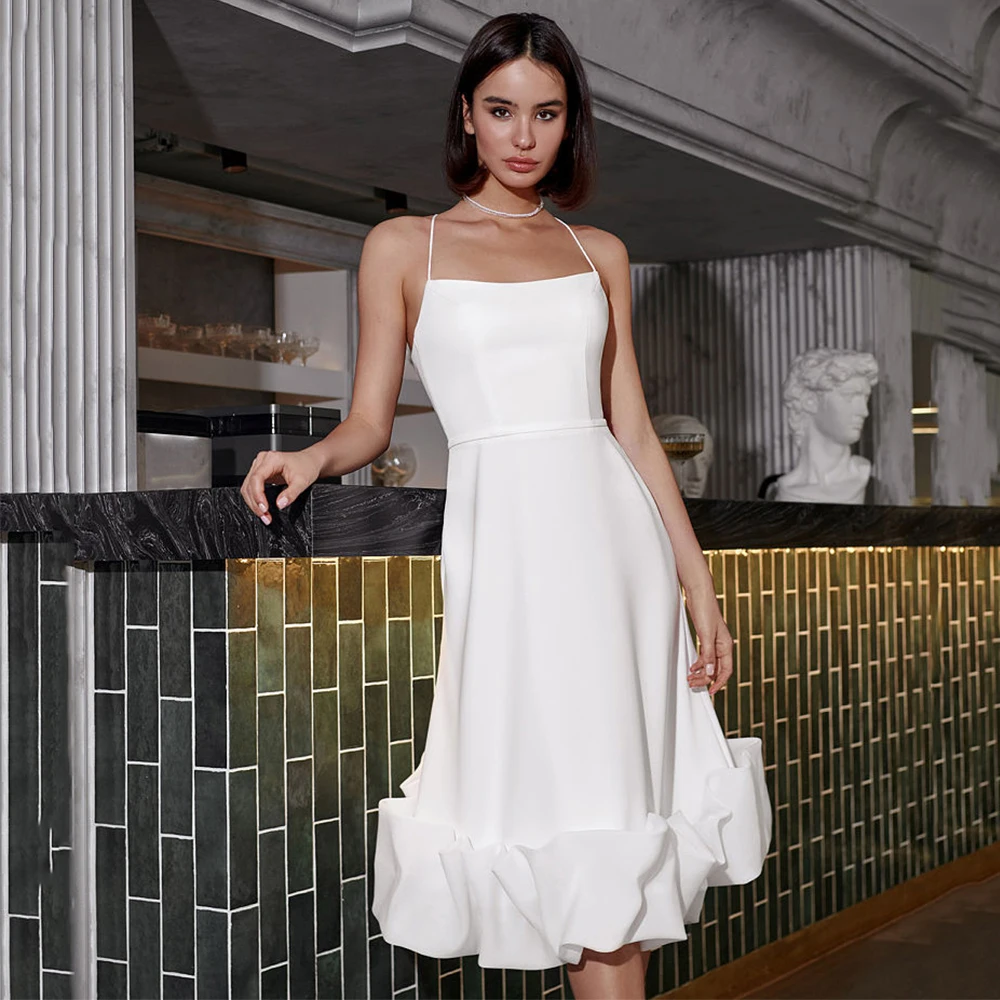 

Sleeveless Sexy Backless Bridal Wedding Short Evening Party Dreamy Vestidos Robe De Soiree