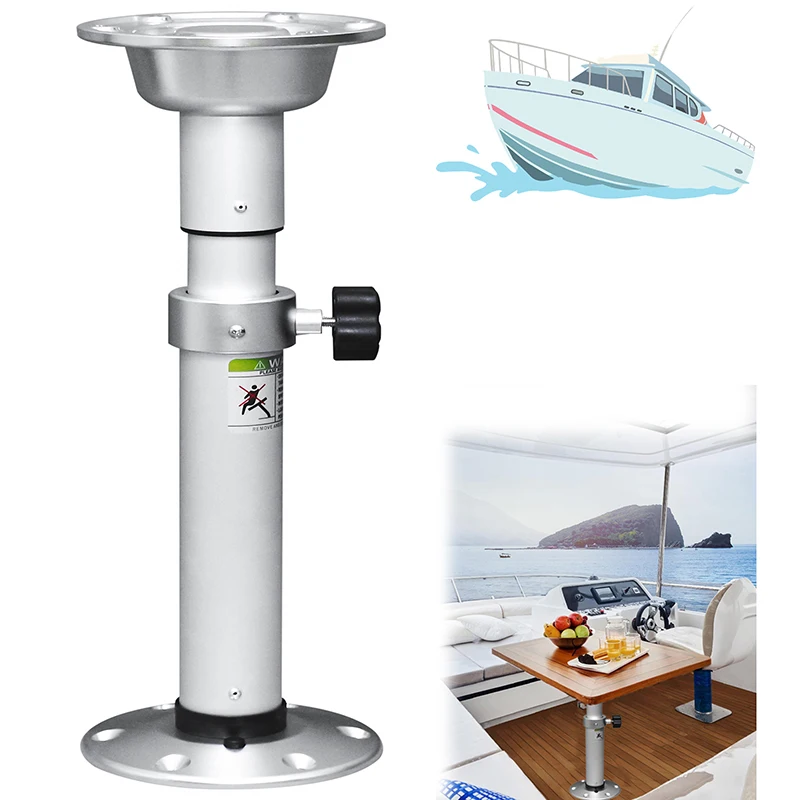 Boat Table Pedestal Adjustable, Aluminum Alloy Detachable RV Table Legs for RV Marine Boat Yacht Caravan Motorhome，19.7-28 Inch