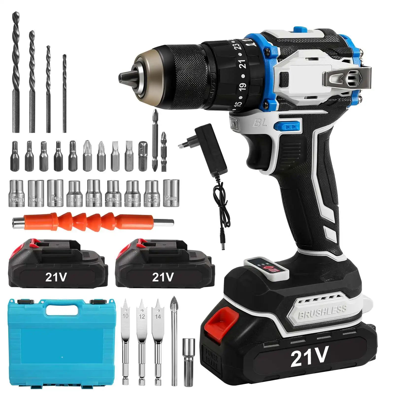 Makita – perceuse électrique sans fil 70N · M, tournevis sans balais, 2 vitesses tr/min, outils multifonctionnels, perceuse à percussion pour batterie 31 pièces