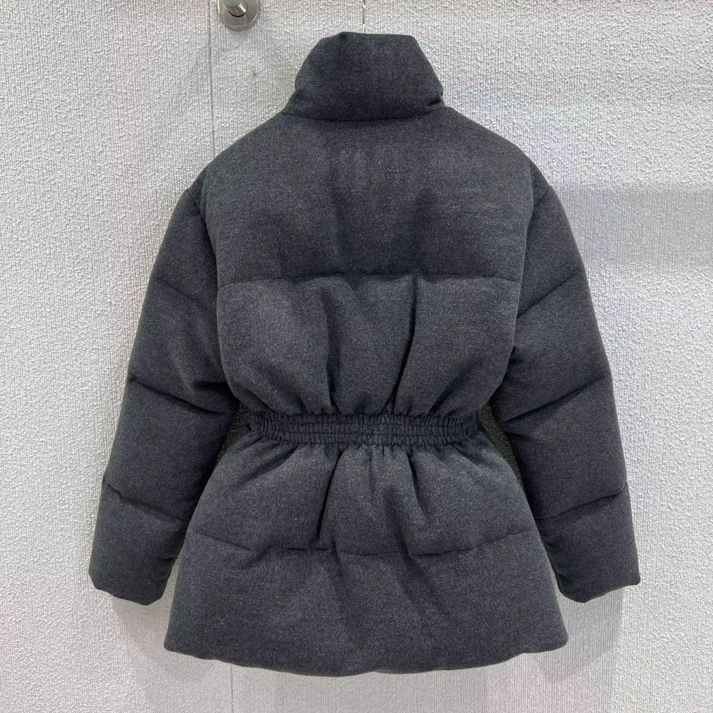 

2025 Autumn and Winter New Stand-Up Collar Belt Waist Wool down Jacket Buckle Waist 90% White Duck down Filling