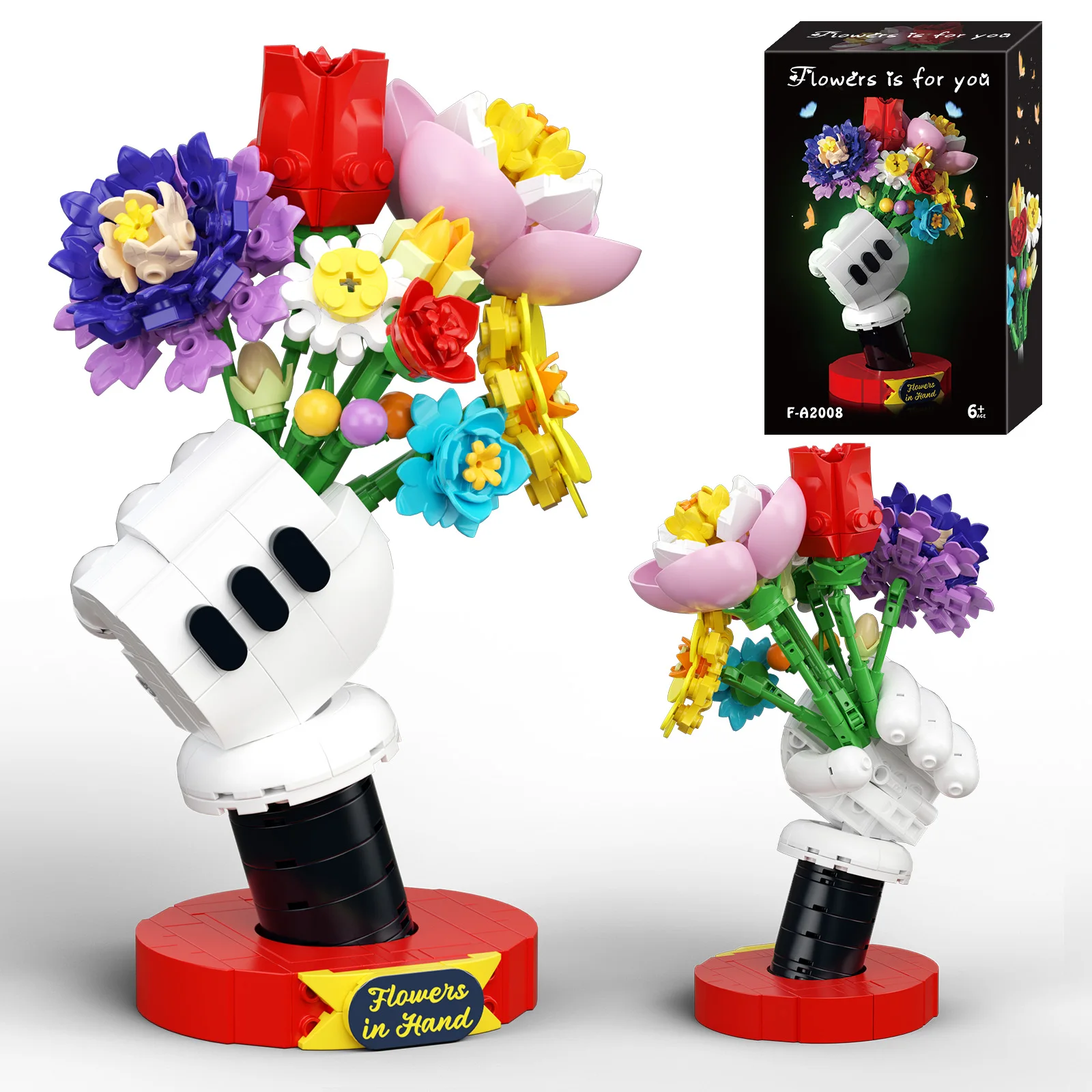 

Flower Bouquet Building Set with Display Stand Artificial Fake Plants Botanicals Flowers for Home Decor for Adults Boys Girls