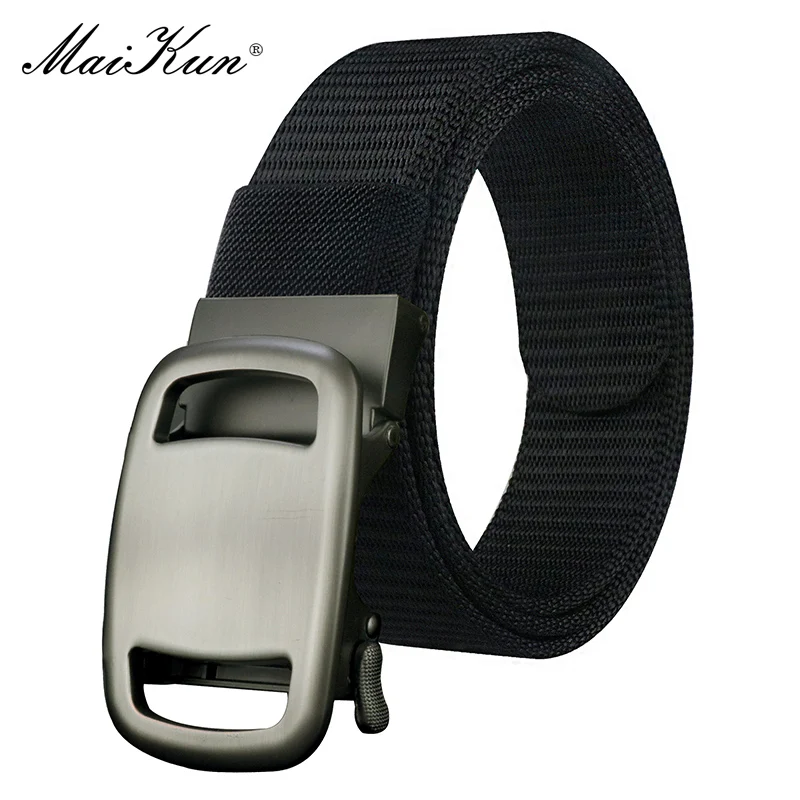 

Maikun Simple Alloy Buckle Nylon Canvas Belt Men's Boys Pants Toothless Automatic Buckle Belt Outdoor Breathable Waistband