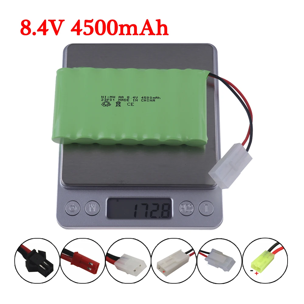 Upgrade Capacity 4500mah 8.4V NI-MH AA Rechargeable Battery Pack for RC toys Car Tanks Trains Robot Boat Gun tools Batteries