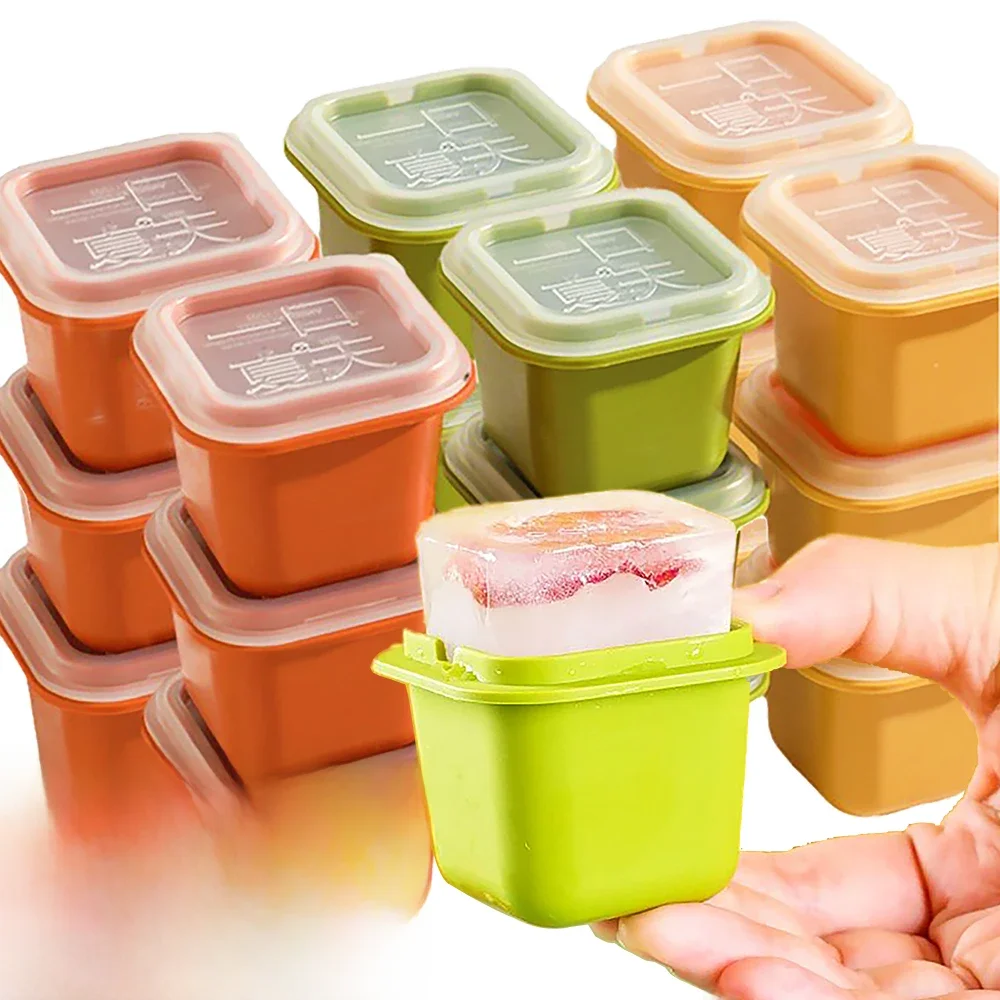 Moule à glaçons carré réutilisable avec couvercle, pour bricolage, crème glacée, whisky, Cocktail, Gadgets de cuisine ménagers, 12/1 pièces