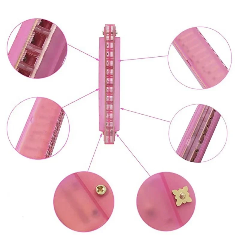 Mundharmonika-Taste von C, 10-Loch, diatonische, durchscheinende Mundharmonika C mit Etui für Anfänger, Studenten, Kinder, Geschenk mit Etui