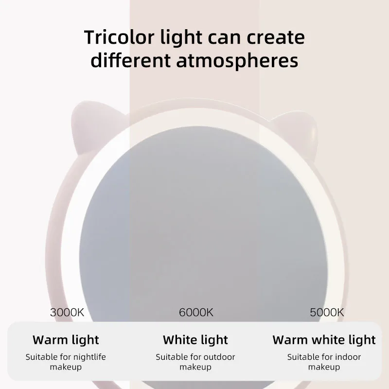 Espelho de maquiagem led carregamento usb luz de preenchimento espelho de beleza portátil espelho de beleza de mesa hd espelho de luz do dia