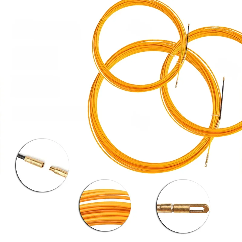 Extrator de cabo de fibra de vidro de 3mm, fio de parede, fita de peixe, cabo amarelo, guia de