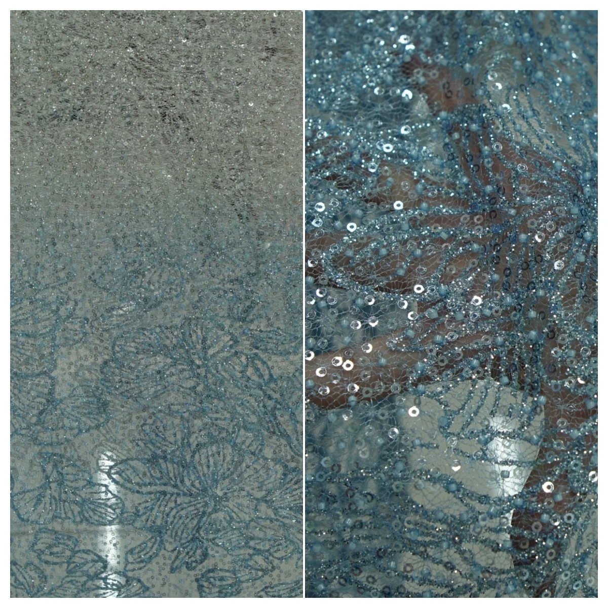 

Синяя кружевная вышитая ткань, мягкая и нежная для платьев принцессы Эльзы, детских вечерних платьев и дизайнерских выступлений от кутюр