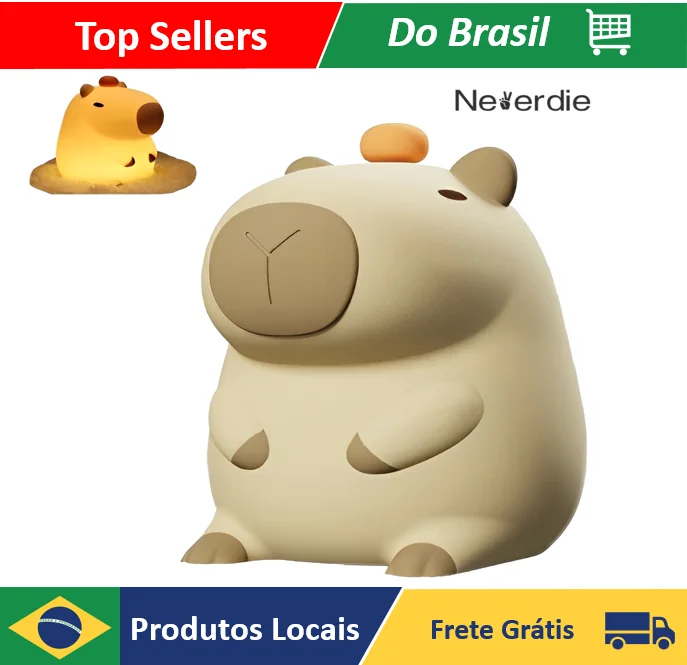 Luminaria Abajur Capivara Led com pilha Para Criança e Decorações - Neverdie Store