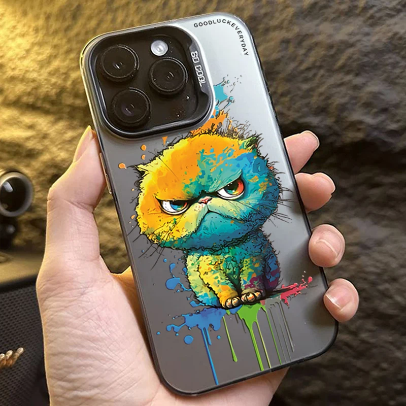 Oil Painting Cartoon Panda Phone Case For iPhone 15 16 Pro Max 15 14 13 12 11 Pro XR XS 7 8 Plus SE2 Shockproof Back Cover