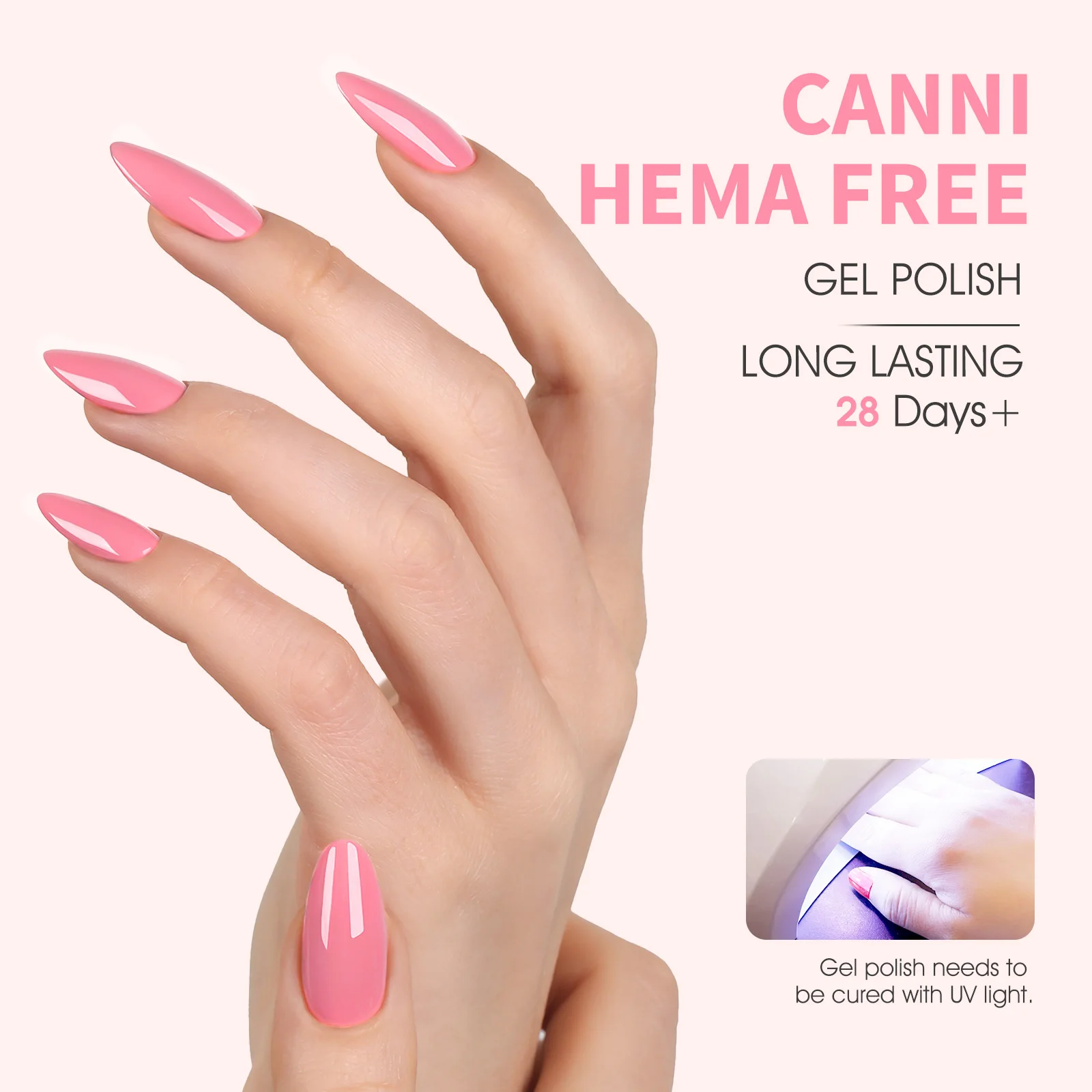 CANNI Nagelgellack HEMA FREE TPO FREE Sommerfarben Semi Permanent Soak Off UV LED Selbstnivellierender Gel-Lack mit großer Abdeckung – Detail 6
