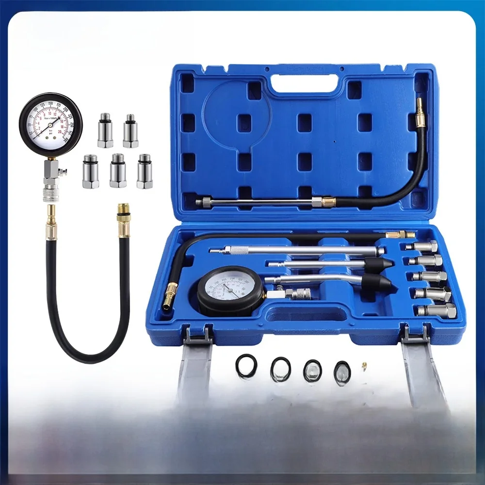 Camecho-Manomètre de compression pour voiture, outil de diagnostic de fuite, test de compteur, intervalle de moteur doré, jauge de pression automatique