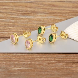 Nidin Korea Popular Irregular Elegant Round Shape Delicate Zircon Earrings For Women Girls Daily Party Jewelry Accessories Gift