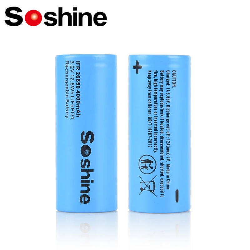 Soshine 26650 LiFePO4 Bateria 3,2 V 4000 mAh Akumulator 26650 4000 mAh Baterie LiFePO4 26650 3,2 V 4000 mAh Baterie