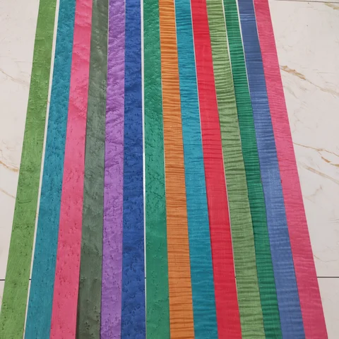 양궁 활, 버드아이 및 피규어 패턴, 염색 메이플 베니어, DIY 공예 목공용 컬러 베니어, 약 4.5x200cm