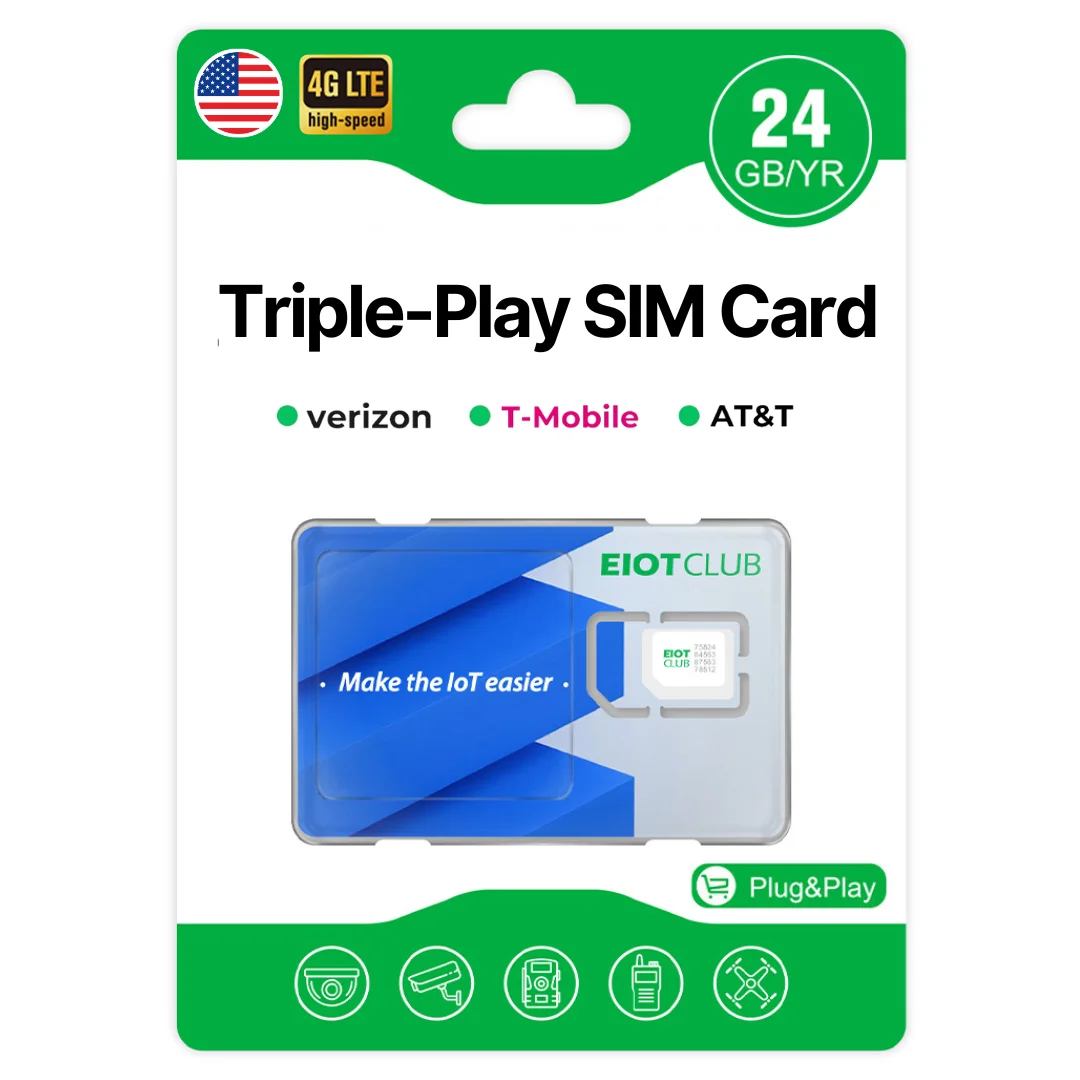 Scheda SIM dati EIOTCLUB USA - 24 GB/360 GIORNI, supporto per AT&T, T-Mobile e Verizon, SIM solo dati per dispositivi IoT sbloccati