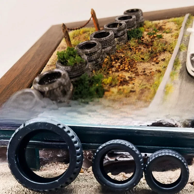 KicarMod 1/64 1/43 1/32 jeu de pneus en caoutchouc décoration de scène de route de course pour modèle de voiture scène d'affichage Hot Wheels passe-temps modifié