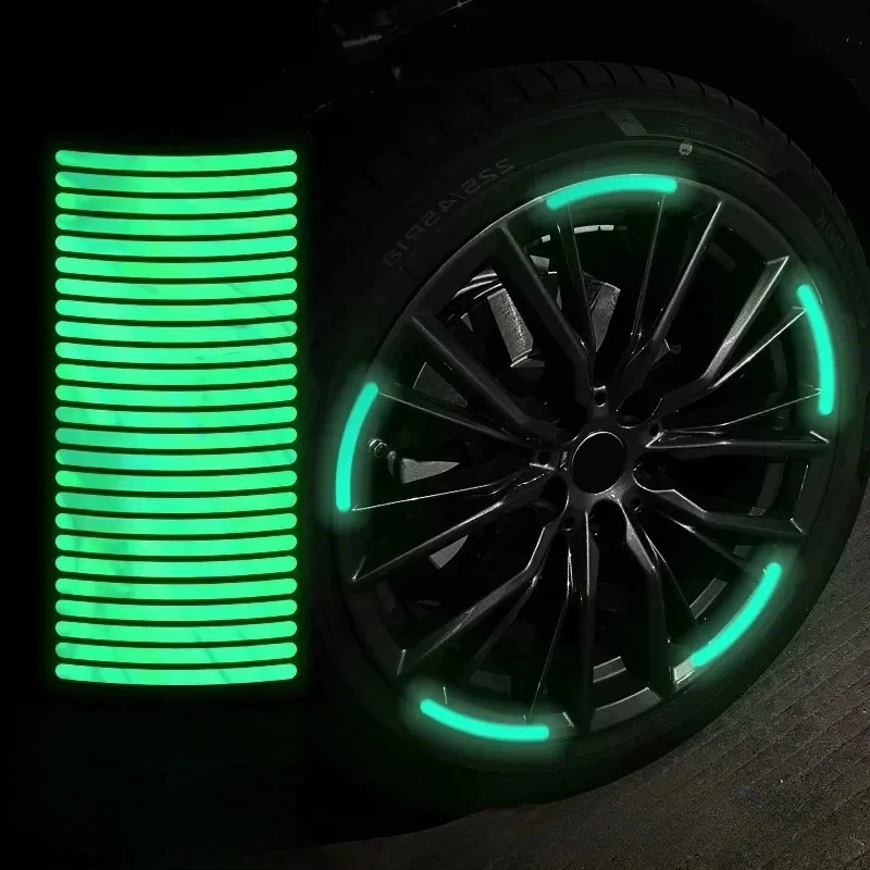 AliExpress 20pcs Car Wheel Hub Reflective Sticker Tire Rim Reflective Strips Luminous for Night Driving Car Bike Motorcycle Wheel Stickers