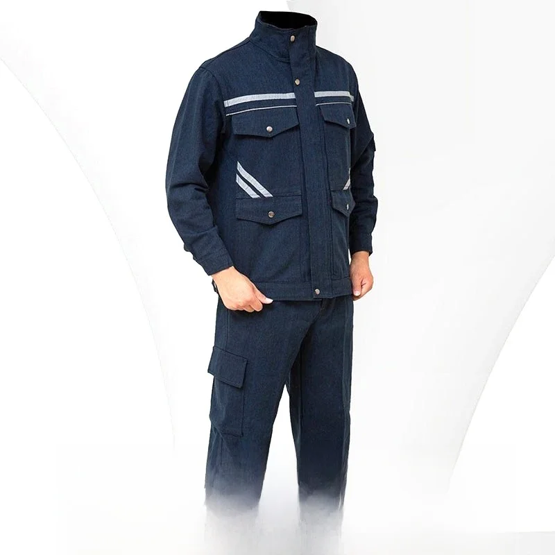 Thickened Denim Reflective Welding Plus Size Work Suit Mechanical Car Maintenance Wear-Resistant And Splash Proof Overalls S-4XL