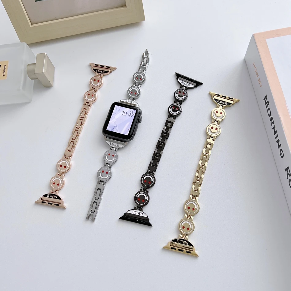 ابتسامة الفرقة ل أبل سلسلة ساعة الترا 8 7 SE 6 5 4 3 49 مللي متر سوار معدني حزام IWatch 38 مللي متر 40 41 مللي متر 42 44 مللي متر 45 مللي متر حزام الساعات