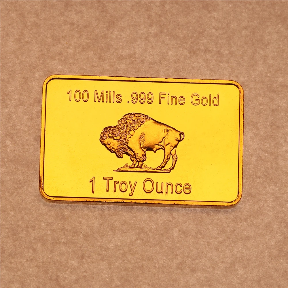 1 oz One Troy Ounce USA American Buffalo Copper Gold  Bar Ingot Metal Art Collection