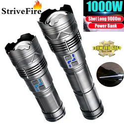 High Power Led Flashlight Super Bright Long Range Torch Rechargeable Ultra Powerful Outdoor Hand Lamp Camping Lantern