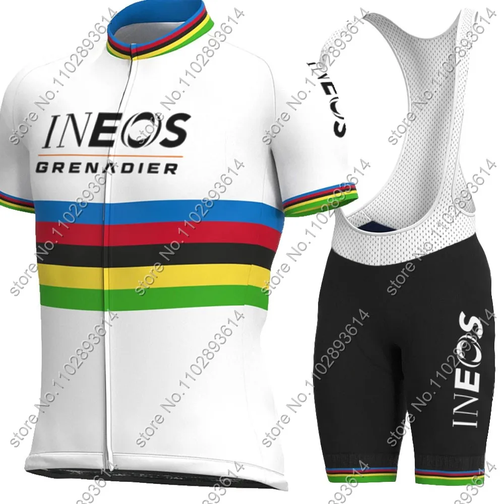 White Ineos Grenadier Team 2024 maglia da ciclismo Set Short World Champion abbigliamento camicie da bici tuta da bicicletta pantaloncini con