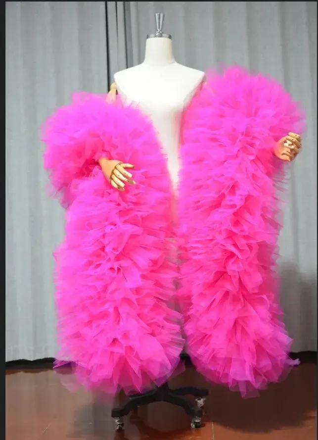 Zdjęcia fizyczne Moda Scena balowa impreza Klubowa ślubna Tiulowa Boa Wzburzona chusta ślubna Akcesoria ślubne Kolor niestandardowy — zdjęcie 2