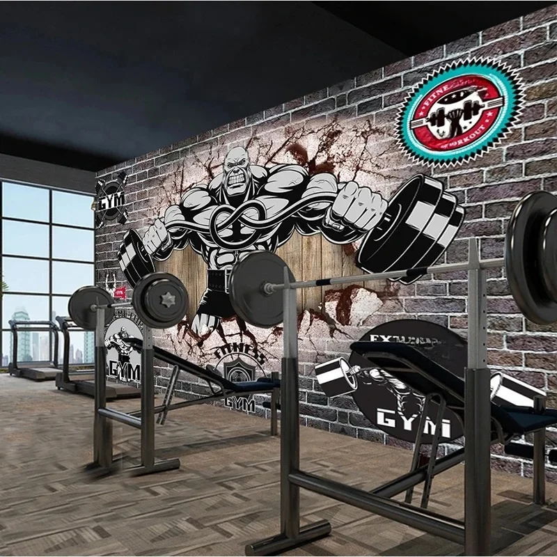 Fototapete Retro 3D Wand brechen Sport Fitness Club Wandgemälde Wohnzimmer Schlafzimmer kreative Dekor Wandmalerei 3D Tapeten