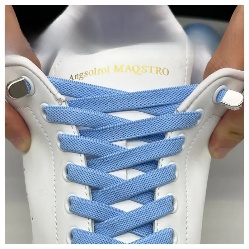 Lacets élastiques pour chaussures de sport, 8MM, larges, plats, sans nœuds, accessoires pour enfants et adultes